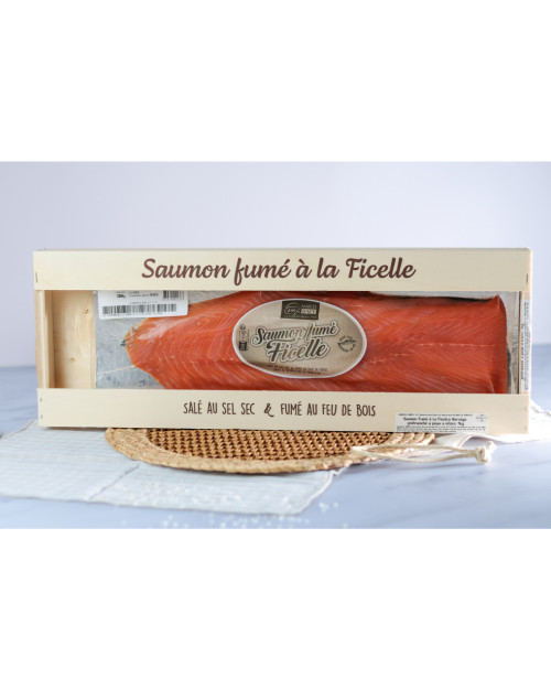 Filet de saumon fumé à la ficelle prétranché 1KG - avec peau