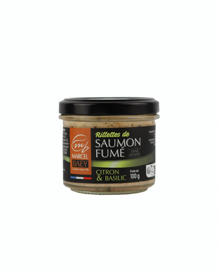 Rillettes de saumon fumé citron & basilic 