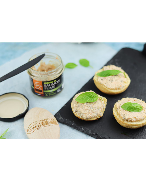 Rillettes de saumon fumé citron & basilic 