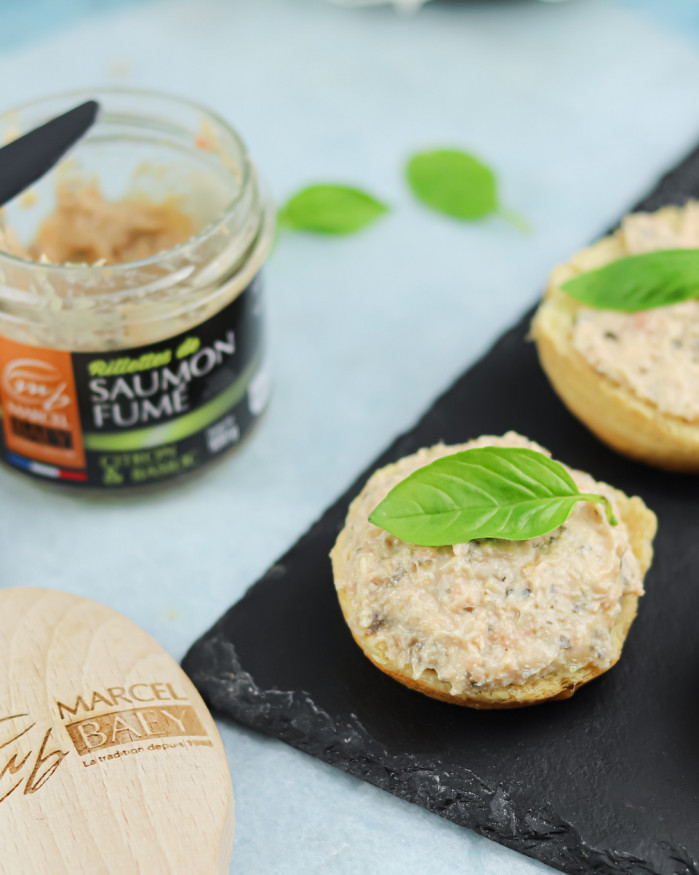 Rillettes de saumon fumé citron & basilic 