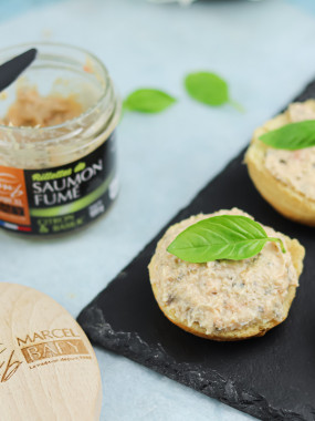 Rillettes de saumon fumé citron & basilic 